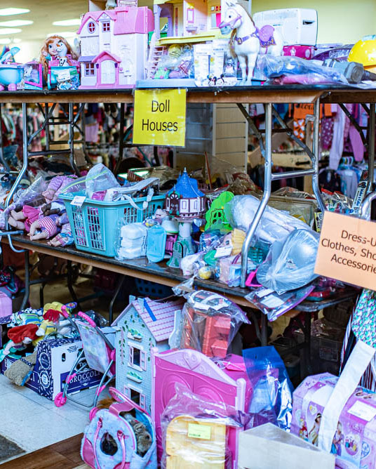 Children's toys sold at a pop-up consignment sale in Maryland, Wee-Sale