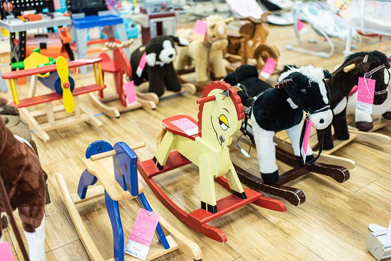 Children's toys sold at a pop-up consignment sale in Maryland, Wee-Sale